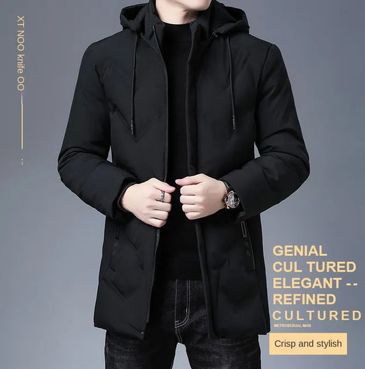 Hooded Casual Fashion Long Thicken Outwear Parkas Jacket Men Winter Windbreaker Coats Men Clothing