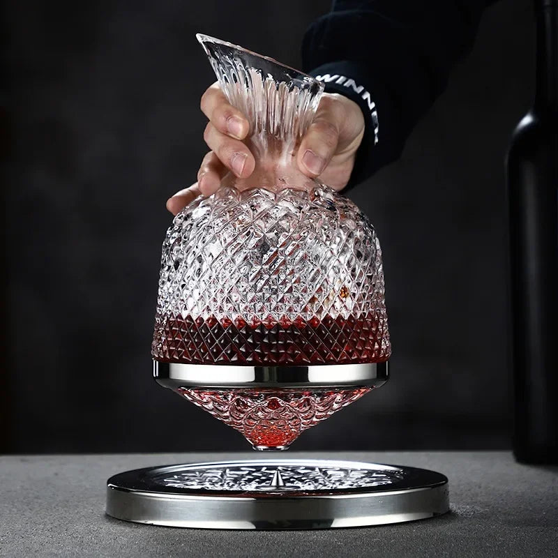 High Grade Crystal Glass 360 Rotating Decanter Tumbler 1500ml Decanter Wine Dispenser Aerator Mirror Jug Gift Bar Decoration