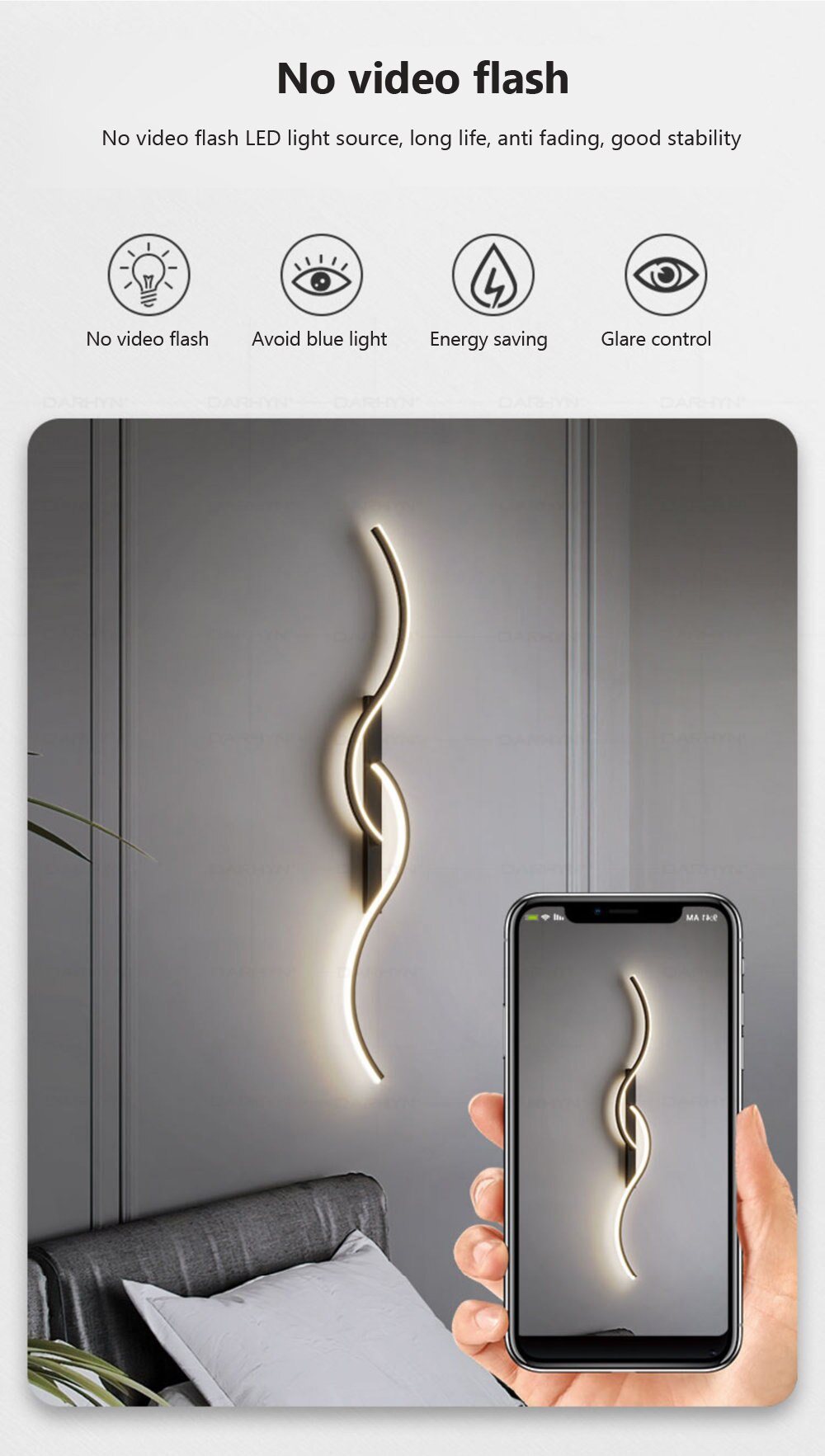 Modern LED Wall Lamp Minimalist Bedroom Bedside Led Sconce Long Strip Lustre Living Room Sofa Home Interior Lighting Fixtures