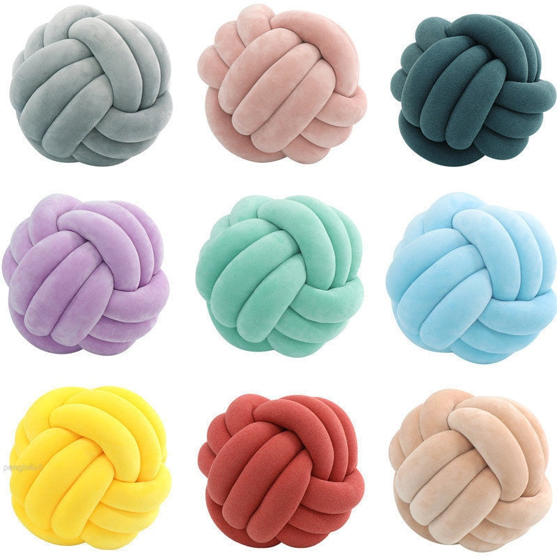 Hand Knot Cushion Sofa Throw Pillow Soft Round Handmade Knotted Ball Car Bedding Stuffed Pillow Bed Living Room Chair Home Decor