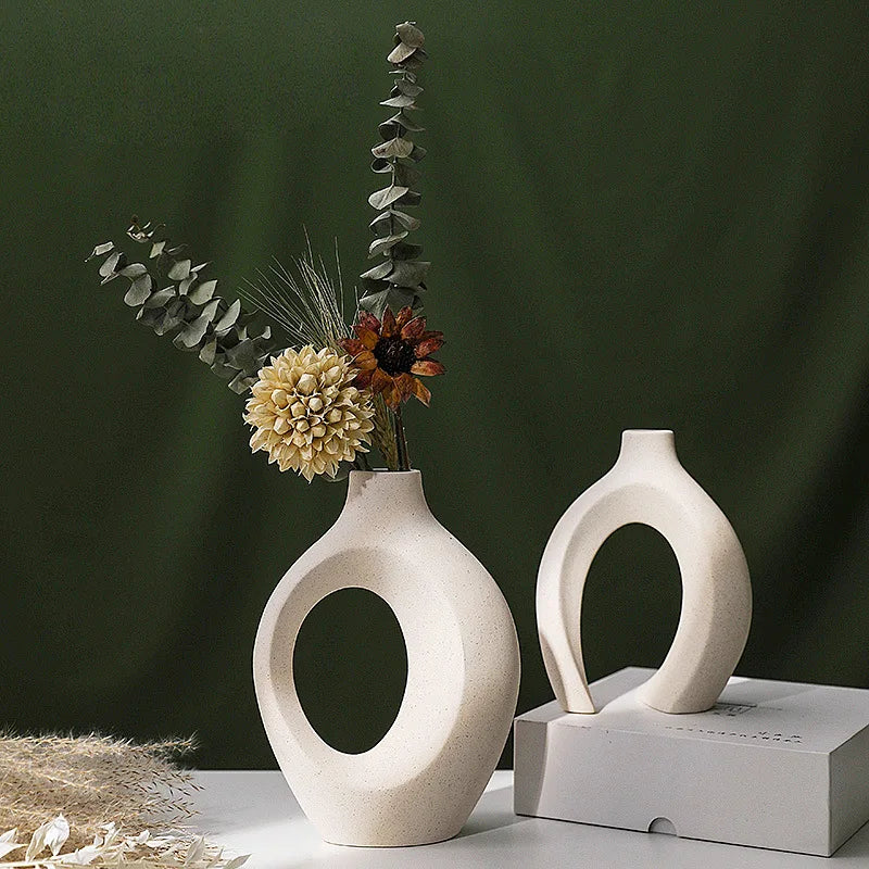 Nordic Ceramic Interlock Vase Bridal Shower Wedding Boyfriend Gift Girlfriend Pampas Grass Living Room Home Decoration Desk Deco