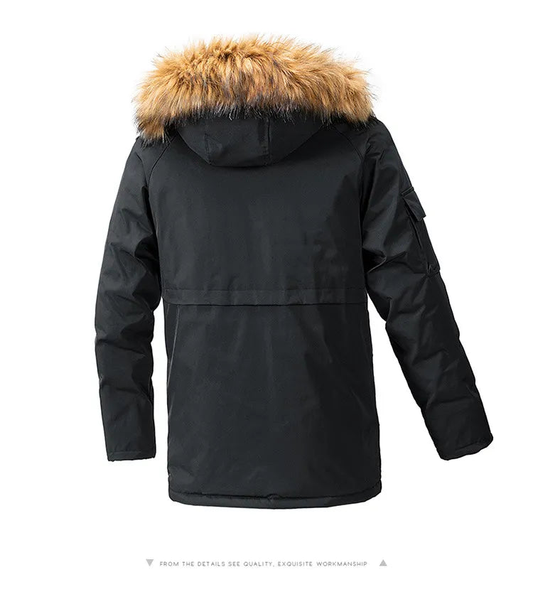 warm mens Outdoor Casual Parka Men Hooded And Fleece Slim Long Coat High Quality Design Hot Street Wear