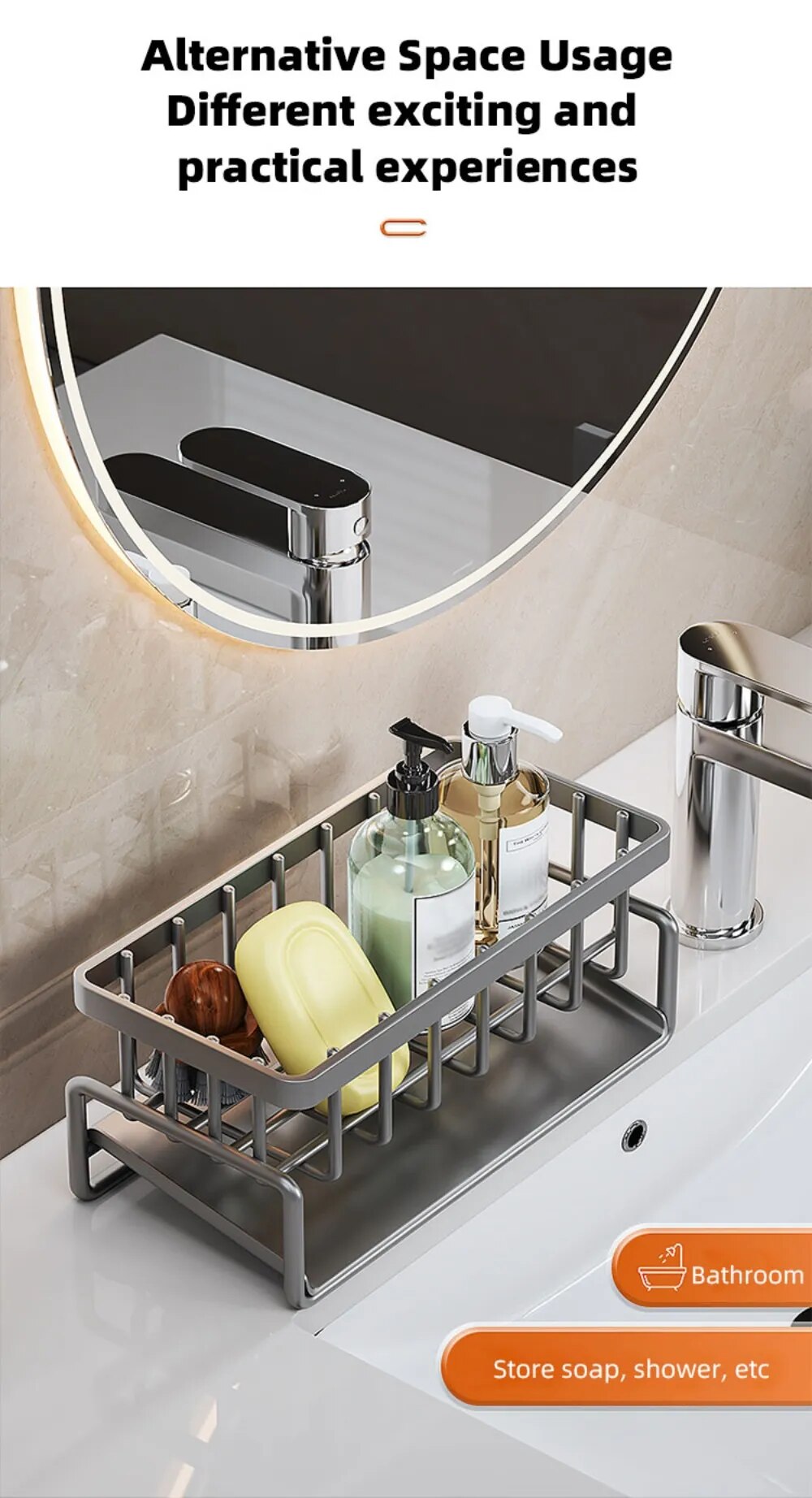 Self-draining Stainless Steel Rag Racks Kitchen Household Sink Draining Basket Multifunctional Sponge Detergent Racks Organizer