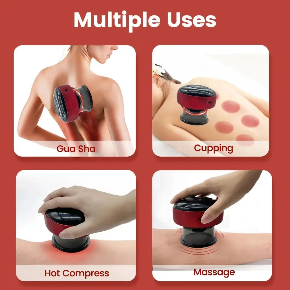 Smart Electric Vacuum Cupping Device Body Scraping Massager Heating Suction Cup Device Physical Fatigue Relief Beauty Health