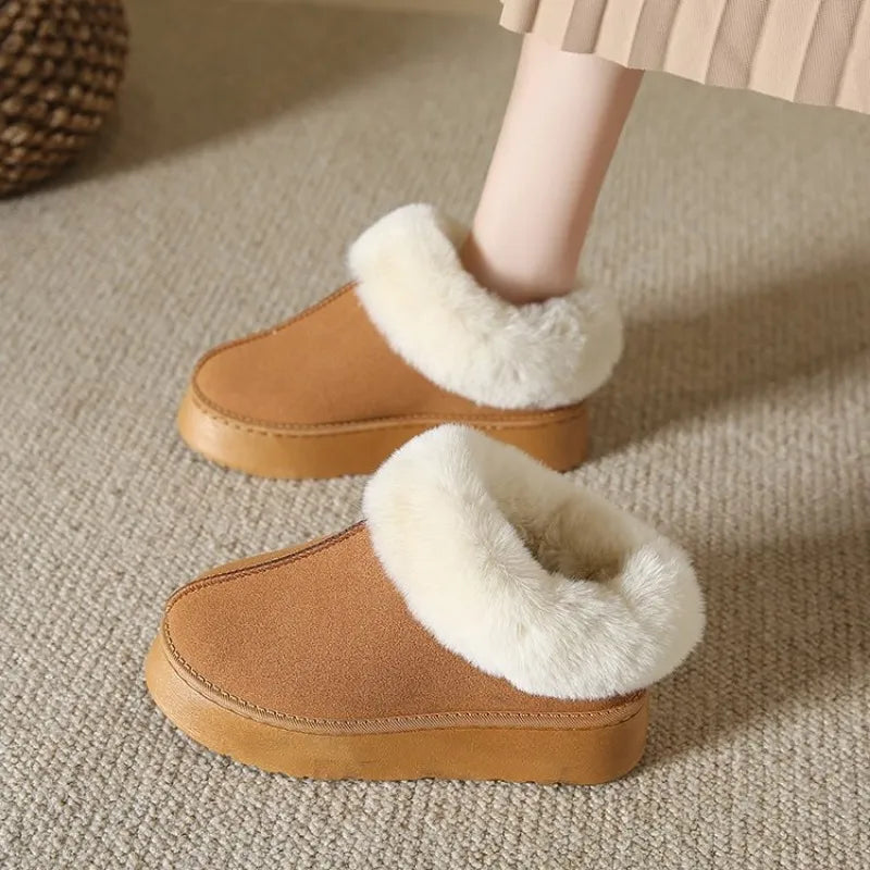 New Winter Women Short Plush Warm Snow Boots Women Fashion Casual Shoes Suede Short Plush Ankle Boots Flats Platform Shoes