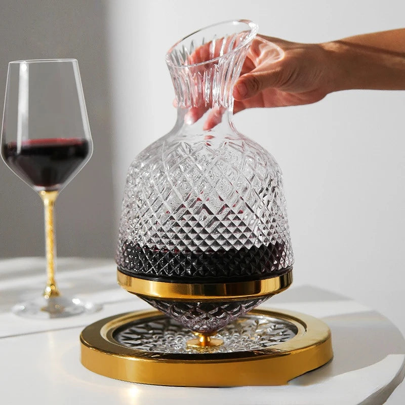 High Grade Crystal Glass 360 Rotating Decanter Tumbler 1500ml Decanter Wine Dispenser Aerator Mirror Jug Gift Bar Decoration