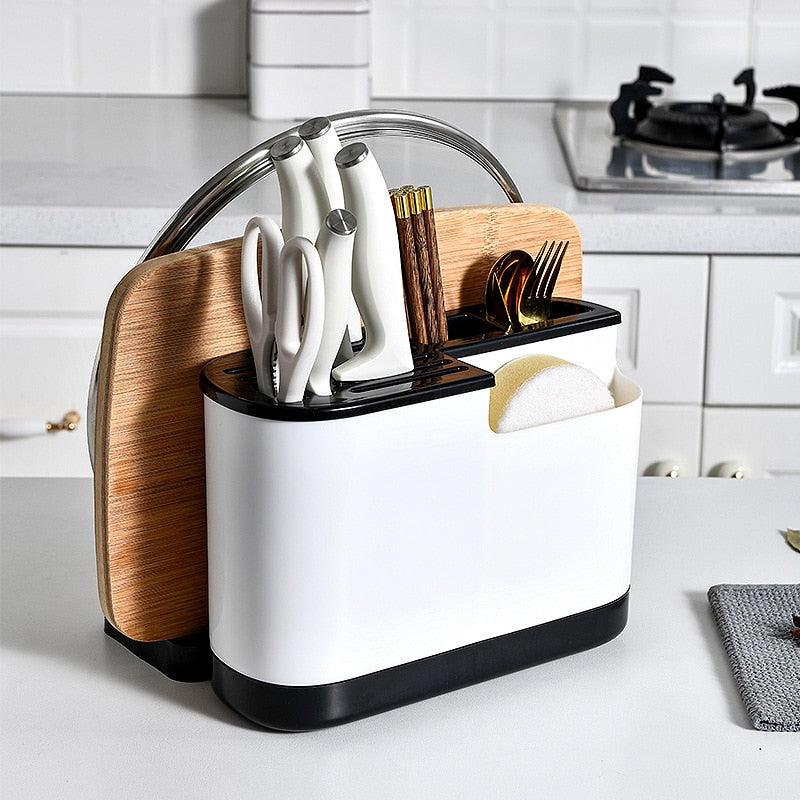 Cutting Board Holder Knife Storage Box Cutlery Box Knife Stand Cutlery Multi Function Scissor Holder Kitchen Organizer