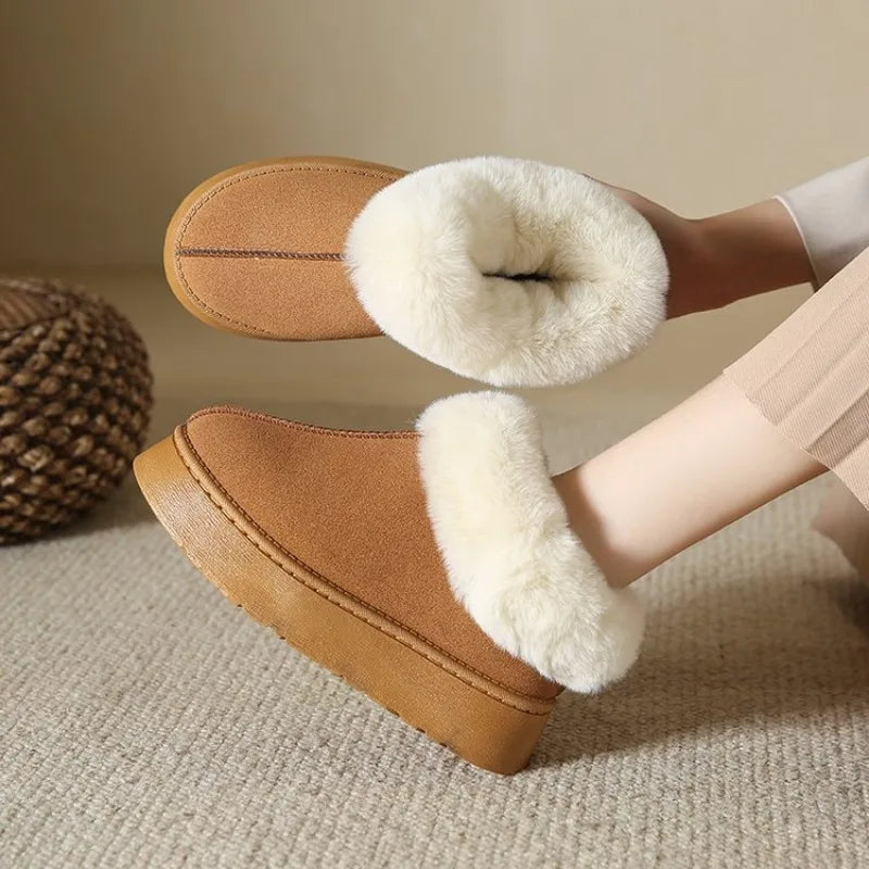 New Winter Women Short Plush Warm Snow Boots Women Fashion Casual Shoes Suede Short Plush Ankle Boots Flats Platform Shoes