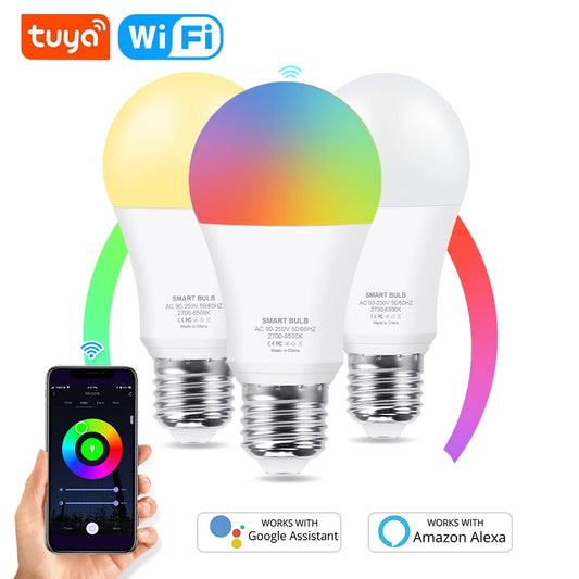 Tuya Wifi E27 Led Lamp RGB CW WW Led Light Bulb Alexa Smart Bulb Compatible With Google Assistant For Smart Life Decoration