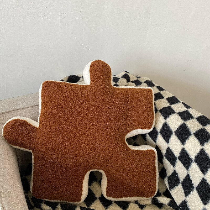 Blacket White Irregular Jigsaw Seat Cushion Back Cushion Home Dear Game Throw Pillows Soft Thicken Teddy Velvet Sofa Cushions