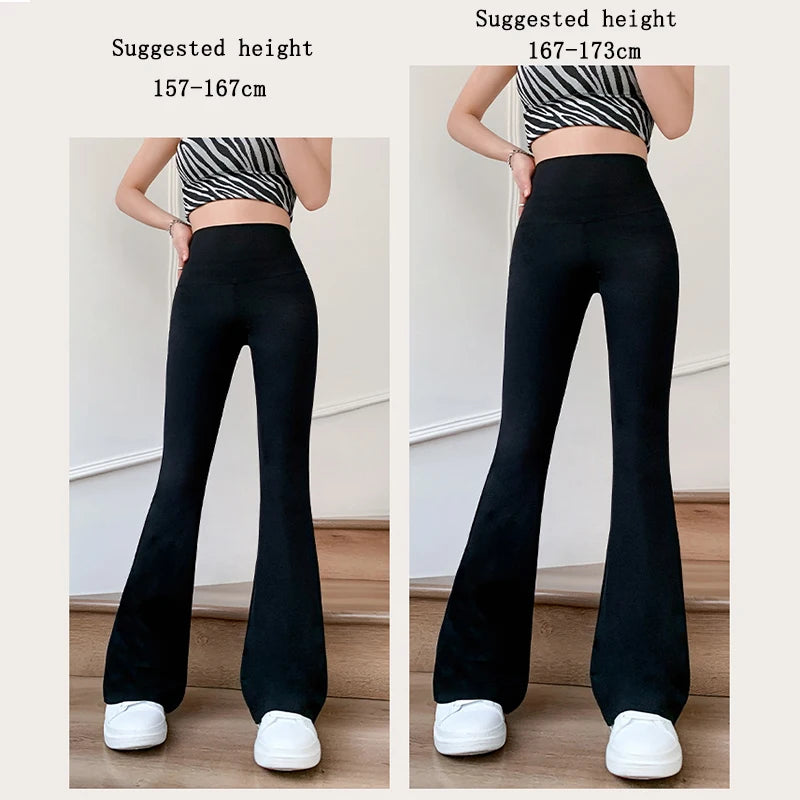 Women Flare Pants Slim High Waist Solid Shark Flare Pants Fashion Casual Streetwear Elastic Butt Lift Skinny Leggings