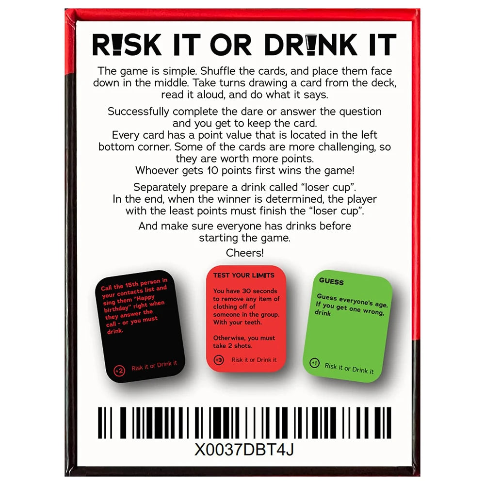 Risk It Or Drink It Fun Party Game For College Card Game Drinking Game Pregame Night Hilarious Dares Challenges  Questions Adult