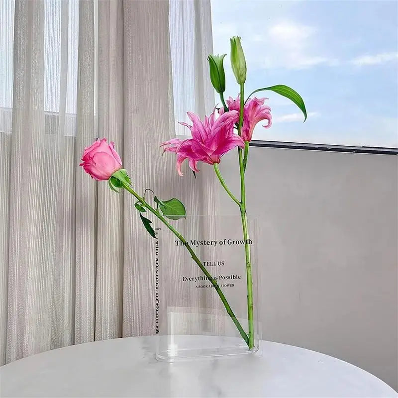 Creative Book Flower Vase  Acrylic Flower Vase Plant Vases Decorative Modern Decorative Bottles For Wedding Gift Home Decor