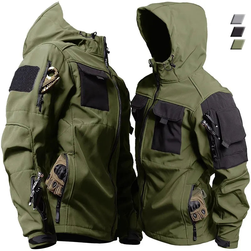 Tactical Jackets Men Military Soft Shell Waterproof Windproof Hooded Jacket Outdoor Functional Uniforms Multi-pockets