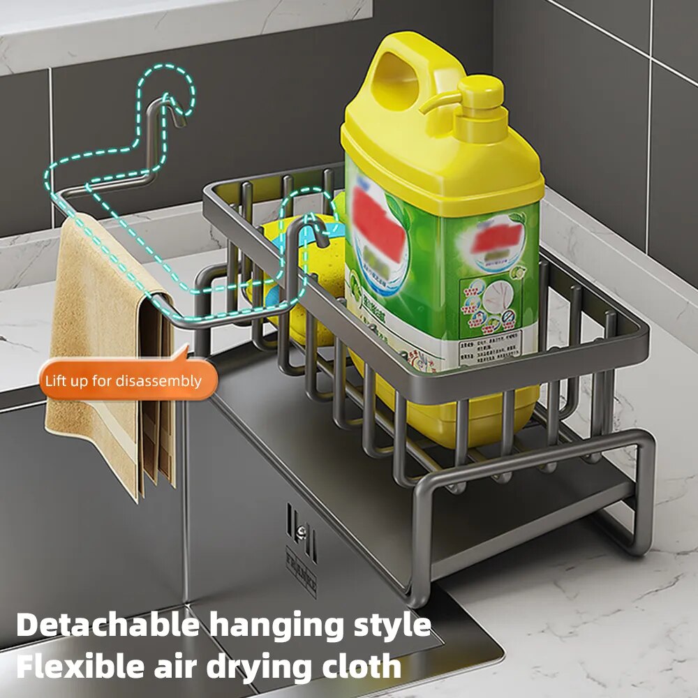 Self-draining Stainless Steel Rag Racks Kitchen Household Sink Draining Basket Multifunctional Sponge Detergent Racks Organizer