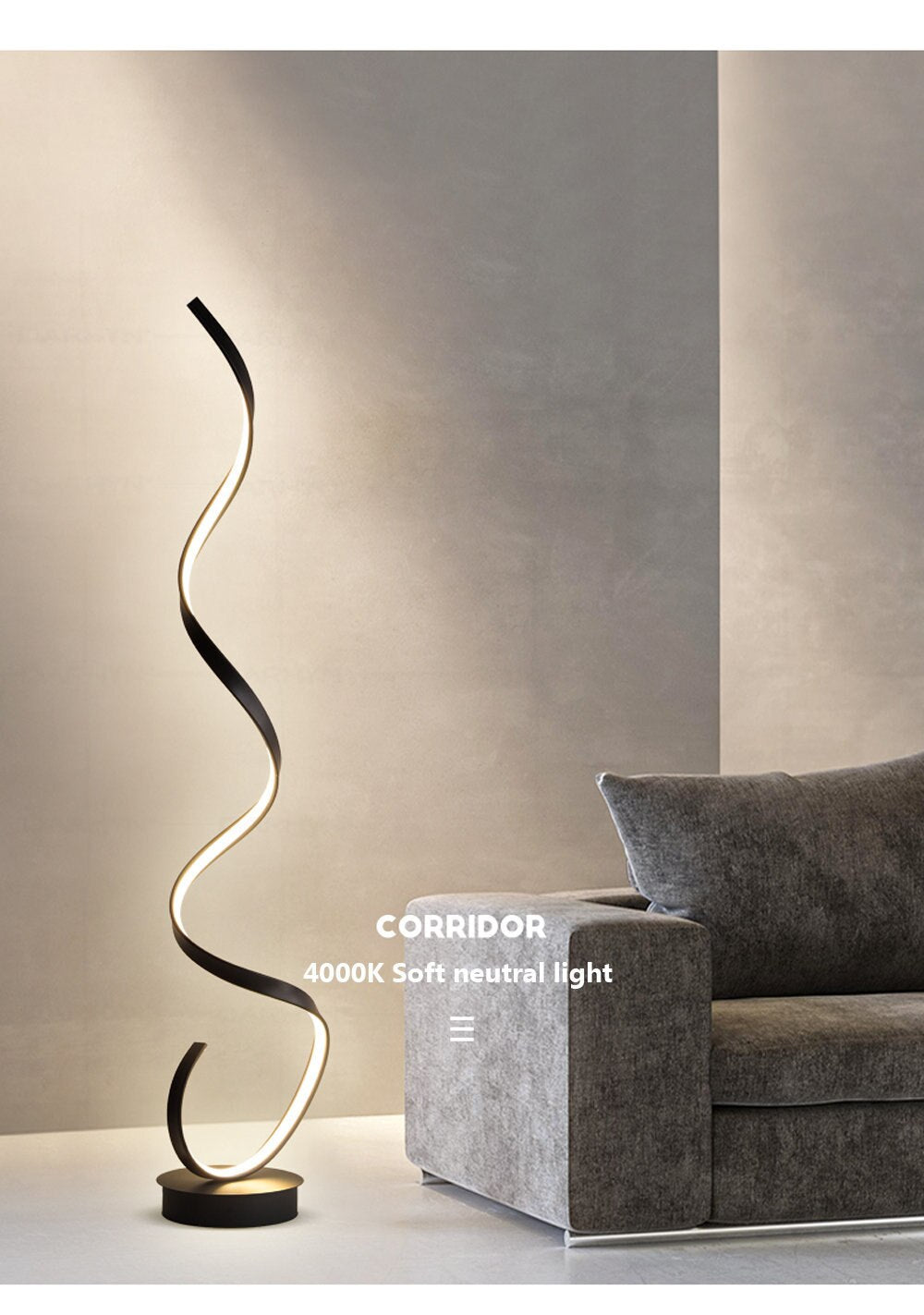 Modern LED Strip Floor Lamp Minimalist Bedroom Bedside Black White Floating Light Living Room Sofa Study Reading Lights Fixtures