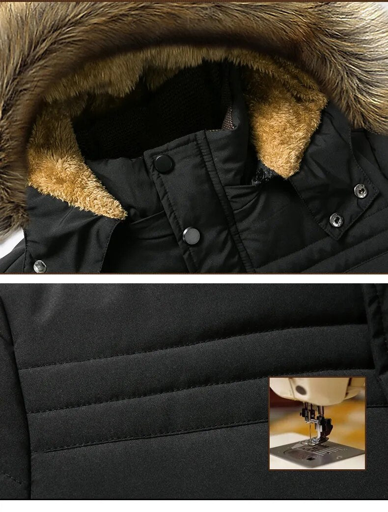 Winter New Warm Cotton Thick Fleece Parkas Men Waterproof Hooded Fur Collar Parka Jacket Coat  Autumn Fashion Casual Male Parkas