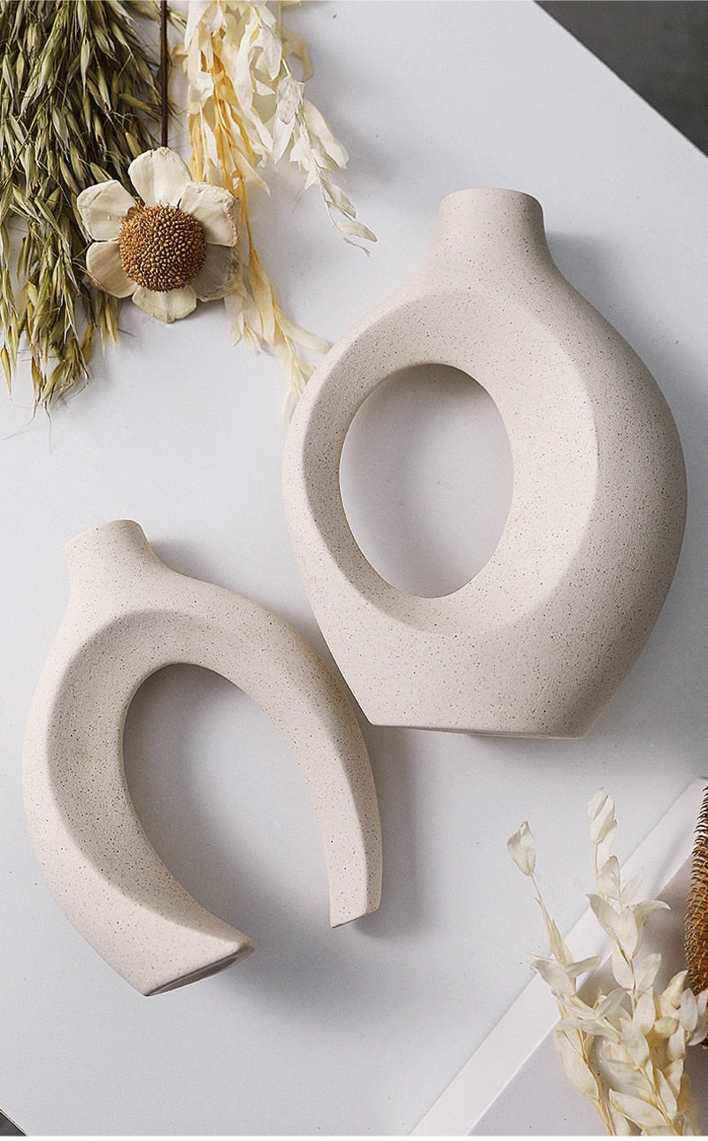 CAPIRON  2Pcs/Set Ceramic Embrace Vases for Pampas Grass Dried Flower Nordic Living Room Home Decoration Accessories Tabletop