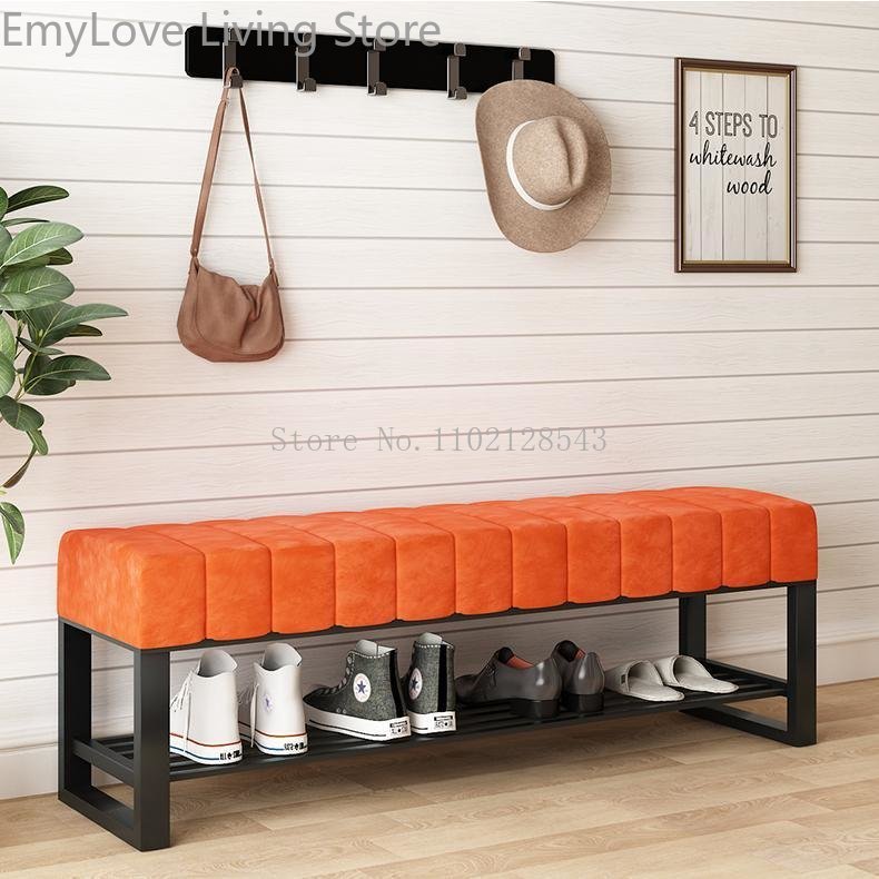 Shoe Changing Stools Modern Home Furniture Door Bench Living Room Sofa Ottomans Simple Bed End Stool Flannel Shoe Cabinet