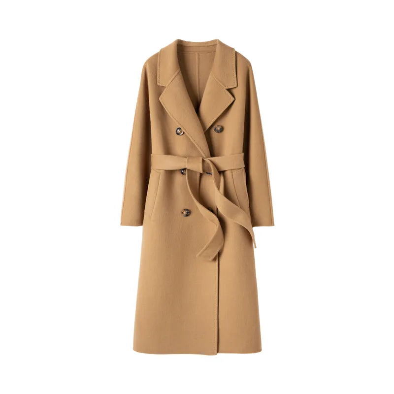 Winter New Cashmere Coat Women's Classic Double-breasted Women's Thickened Double-sided Wool Long Coat