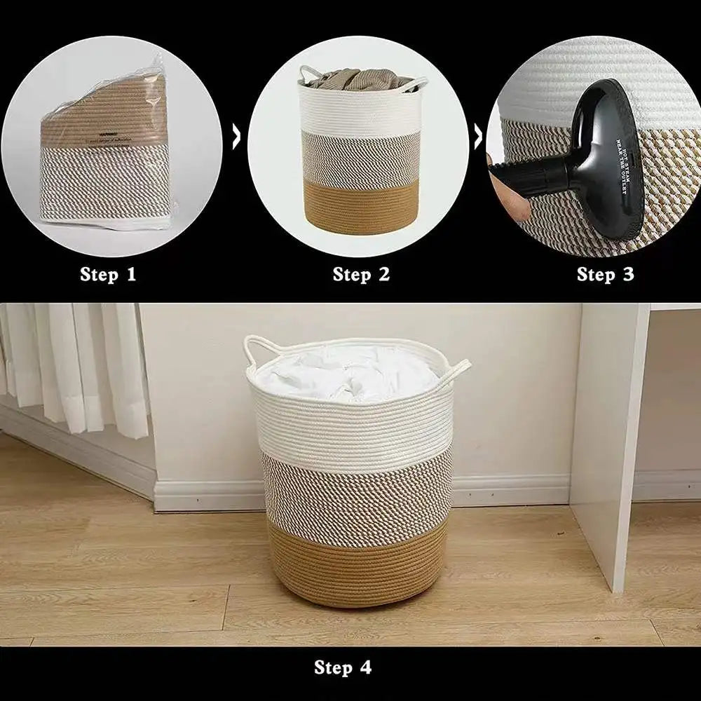 Thick Heavy Cotton Rope Laundry Bucket Large Dirty Clothes Container Simple Desktop Storage Basket  Home Storage