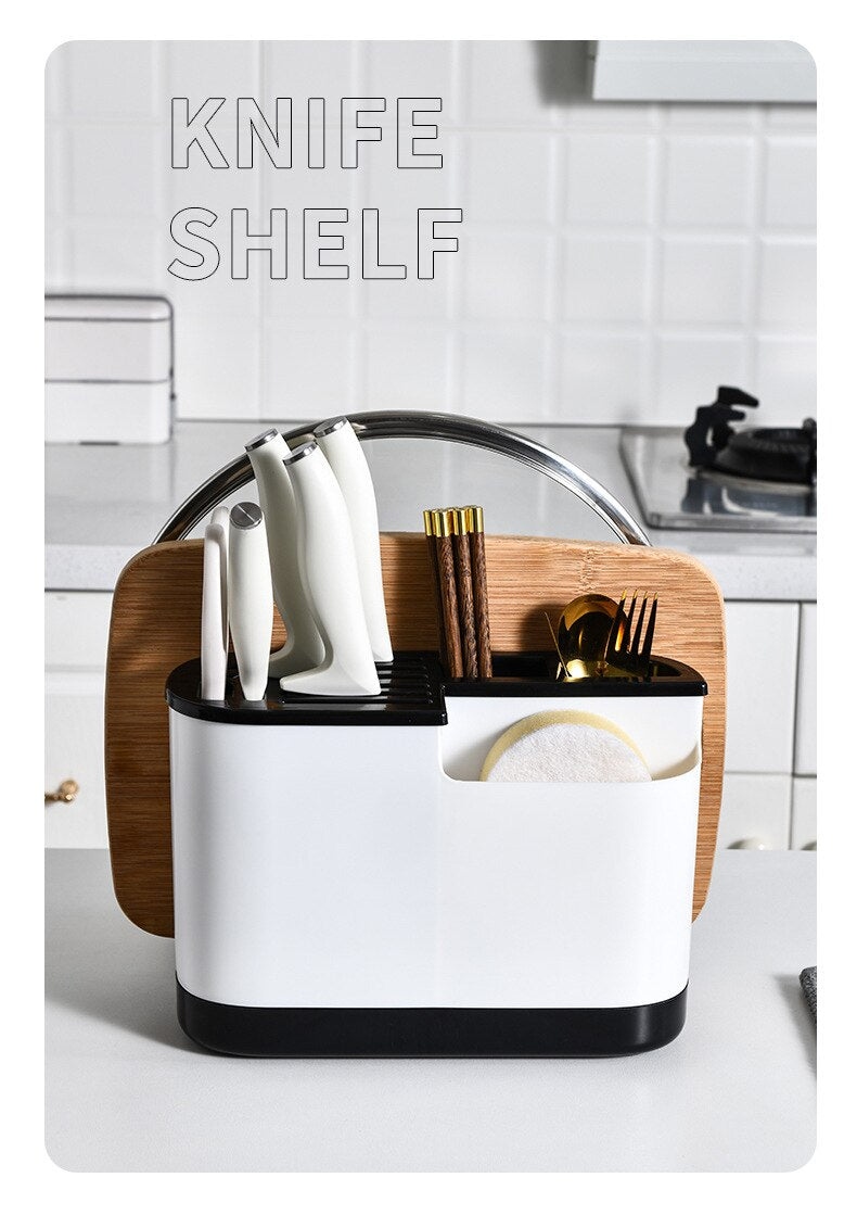 Cutting Board Holder Knife Storage Box Cutlery Box Knife Stand Cutlery Multi Function Scissor Holder Kitchen Organizer