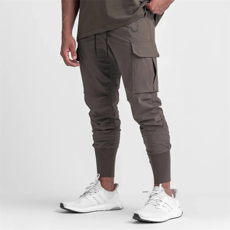 Pocket New Men's Cargo Pants Summer Thin Slim Quick-drying Elastic Leggings Running Training Sweatpants Casual Trend Trousers