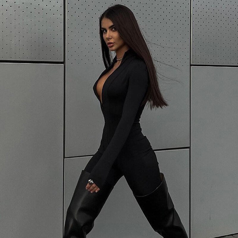 Knitted Zipper Jumpsuits Woman Skinny Sport Bodysuit New Summer Outfits for Women 2023 Fashion Black Sexy Jumpsuit Traf