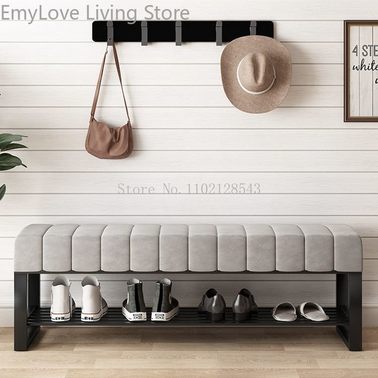 Shoe Changing Stools Modern Home Furniture Door Bench Living Room Sofa Ottomans Simple Bed End Stool Flannel Shoe Cabinet