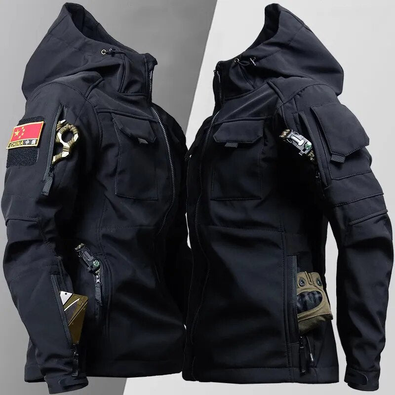 Tactical Jackets Men Military Soft Shell Waterproof Windproof Hooded Jacket Outdoor Functional Uniforms Multi-pockets