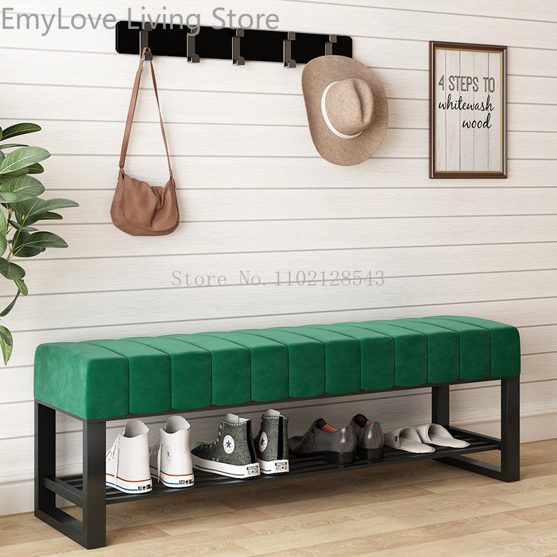 Shoe Changing Stools Modern Home Furniture Door Bench Living Room Sofa Ottomans Simple Bed End Stool Flannel Shoe Cabinet