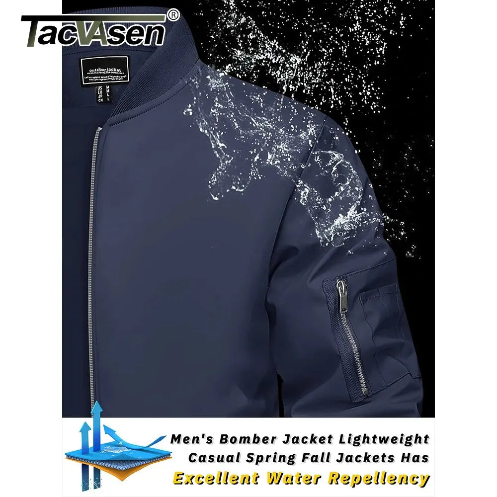 TACVASEN Full Zip Baseballl Jackets Mens Outdoor Hiking Trekking Fishing Jackets Casual Pilot Jacket Coats Outwear Windbreaker