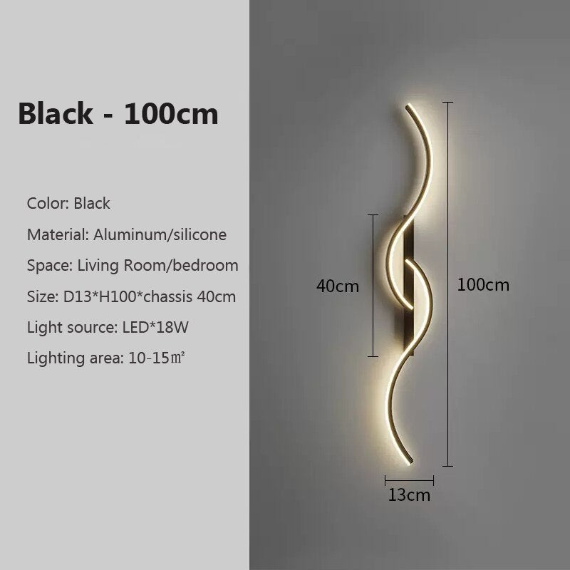 Modern LED Wall Lamp Minimalist Bedroom Bedside Led Sconce Long Strip Lustre Living Room Sofa Home Interior Lighting Fixtures