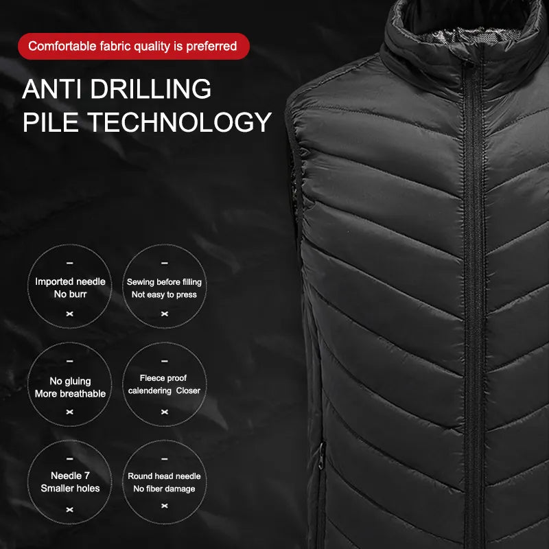 X-TIGER 9/2 Places Heated Jacket Men Women USB Electric Thermal Warm Hunting Coat Winter Outdoor Camping Hiking Heated Vest