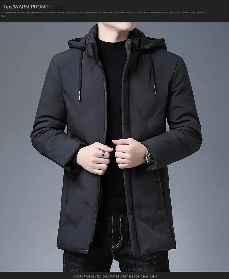 Hooded Casual Fashion Long Thicken Outwear Parkas Jacket Men Winter Windbreaker Coats Men Clothing