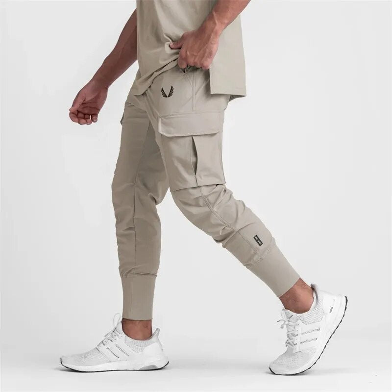 Pocket New Men's Cargo Pants Summer Thin Slim Quick-drying Elastic Leggings Running Training Sweatpants Casual Trend Trousers