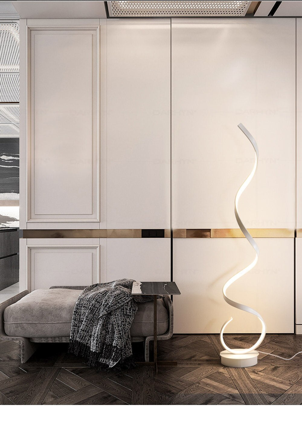 Moderne LED Strip Vloerlamp Minimalistiese Slaapkamer Bedkant Swart Wit Drywende Lig Sitkamer Bank Studeerkamer Leesligte Armature