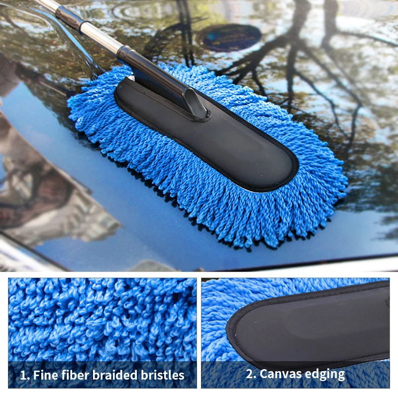 SEAMETAL Superfine Fiber Car Duster Suit Retractable Microfiber Car Dust Mop Home Cleaning Dust Removal Brushes Towels Kits