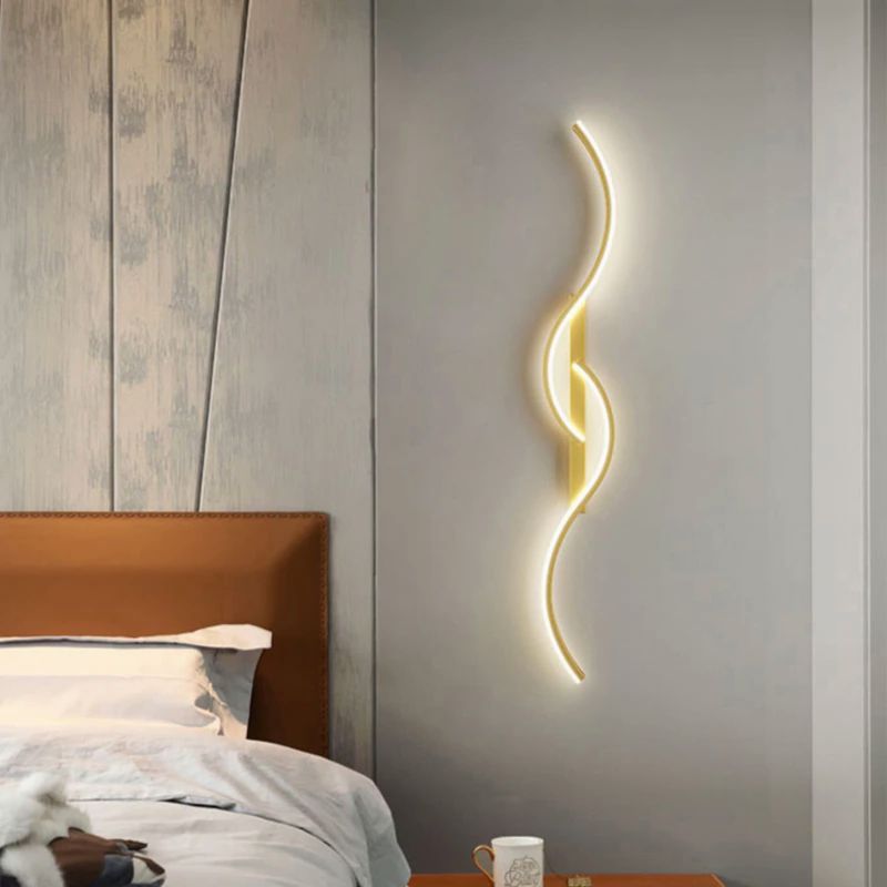 Moderne LED Muurlamp Minimalistiese Slaapkamer Bedkant Led Skons Langstrook Glans Woonkamer Bank Huis Binne Beligtingstoebehore