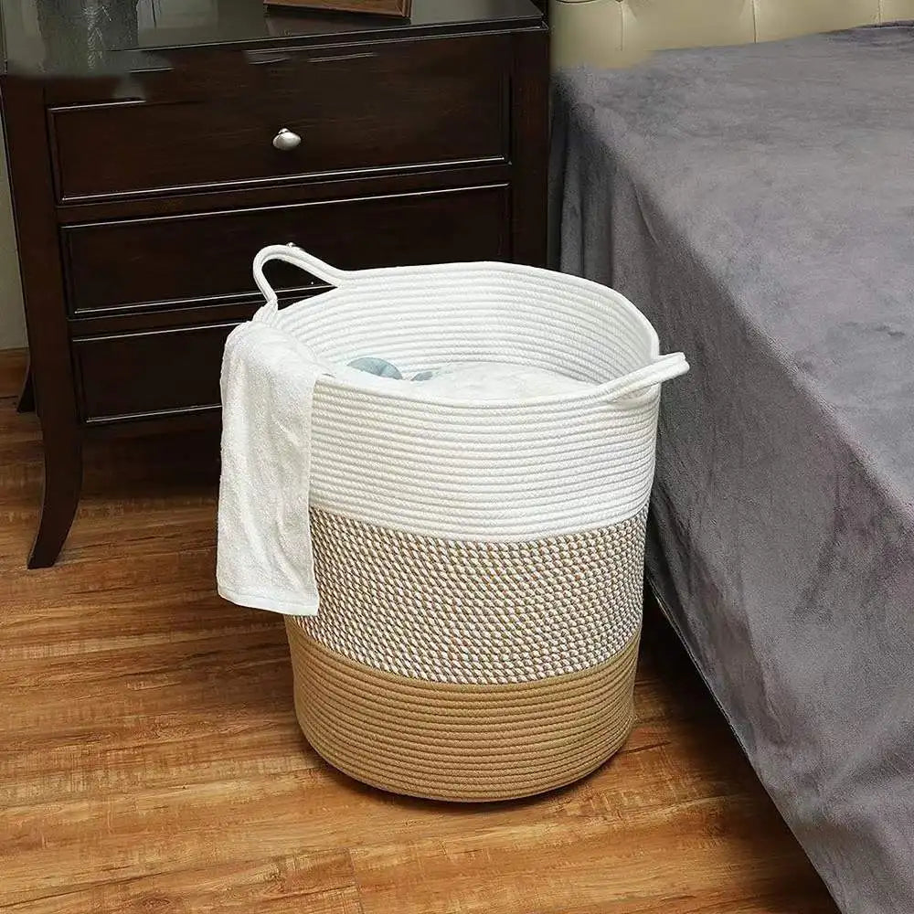 Thick Heavy Cotton Rope Laundry Bucket Large Dirty Clothes Container Simple Desktop Storage Basket  Home Storage