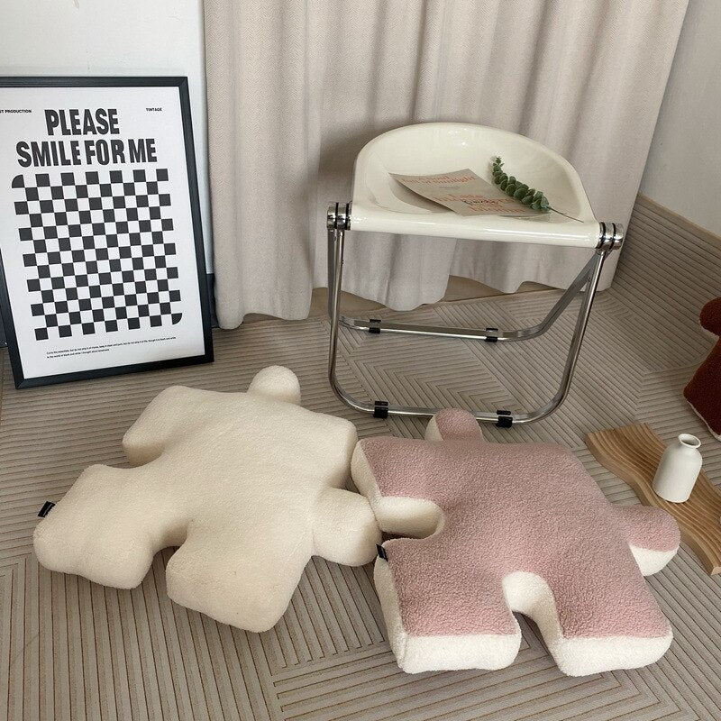 Blacket White Irregular Jigsaw Seat Cushion Back Cushion Home Dear Game Throw Pillows Soft Thicken Teddy Velvet Sofa Cushions