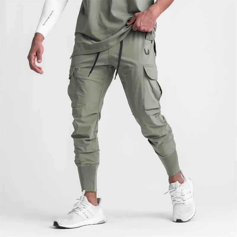 Pocket New Men's Cargo Pants Summer Thin Slim Quick-drying Elastic Leggings Running Training Sweatpants Casual Trend Trousers