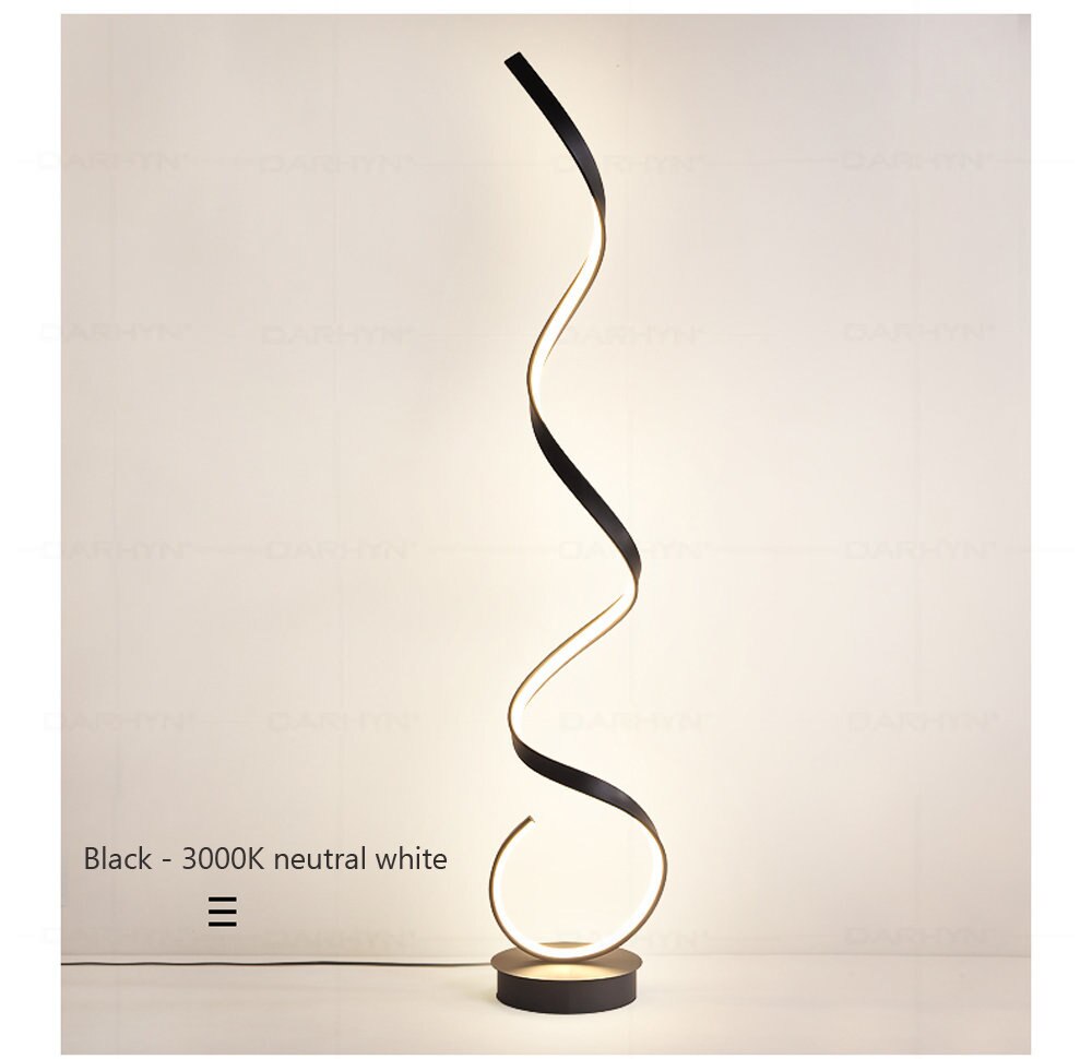 Modern LED Strip Floor Lamp Minimalist Bedroom Bedside Black White Floating Light Living Room Sofa Study Reading Lights Fixtures