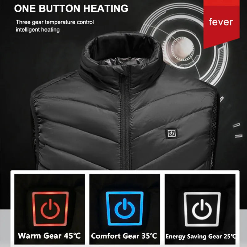 X-TIGER 9/2 Places Heated Jacket Men Women USB Electric Thermal Warm Hunting Coat Winter Outdoor Camping Hiking Heated Vest