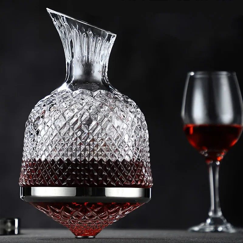 High Grade Crystal Glass 360 Rotating Decanter Tumbler 1500ml Decanter Wine Dispenser Aerator Mirror Jug Gift Bar Decoration