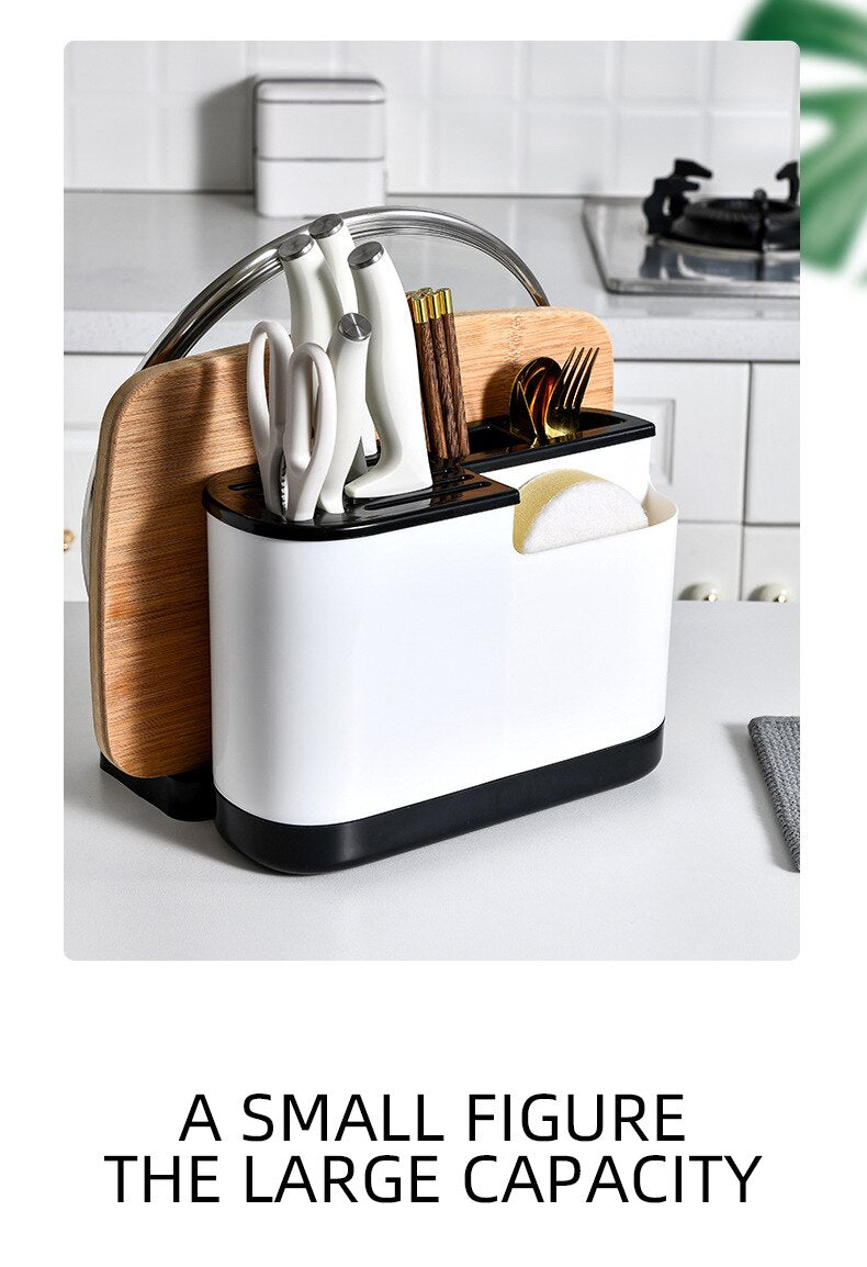 Cutting Board Holder Knife Storage Box Cutlery Box Knife Stand Cutlery Multi Function Scissor Holder Kitchen Organizer