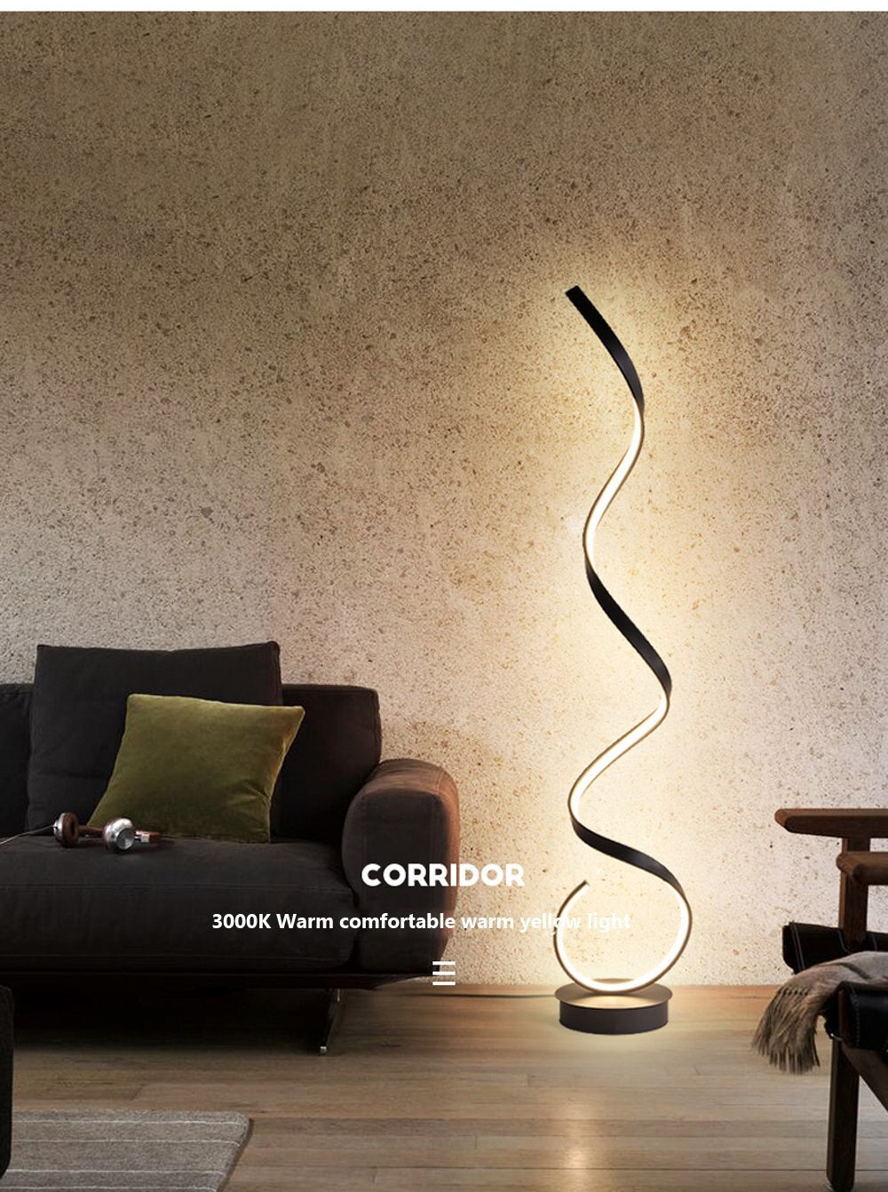 Modern LED Strip Floor Lamp Minimalist Bedroom Bedside Black White Floating Light Living Room Sofa Study Reading Lights Fixtures