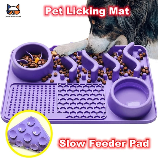 Slow Feeder Upgraded 3 in 1 Dog Bowls Dog Licking Mat With Suction Cups For Anxiety Relief Perfect For Pet Food Yogurt BPA Free