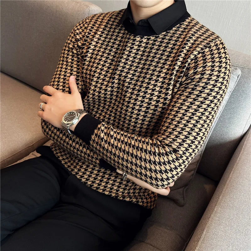 Men Winter Thermal Knitting Sweater/Male Slim Fit High Quality Shirt Collar