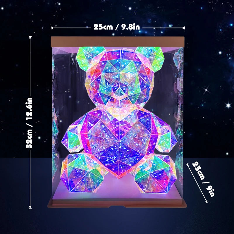 Gift Led Luminous Teddy Bear Iridescent Holographic Plastics Bear Toy Romantic Valentine'S Day Birthday Girl